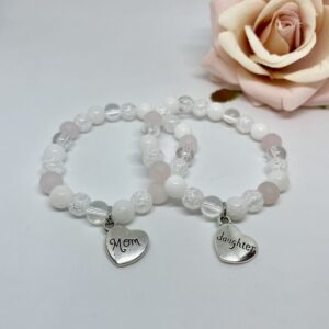 Rózsakvarc, hegyikristály, jade anya-lánya szett