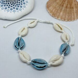 Kagylós bokalánc kék kagylóval díszítve