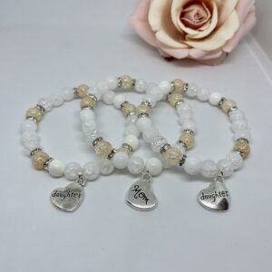 Bézs-fehér anya-lányai szett