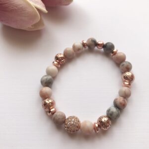 Pink-rose gold cirkónia köves karkötő