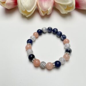 Jade, szodalit, hegyikristály karkötő shamballa gyönggyel