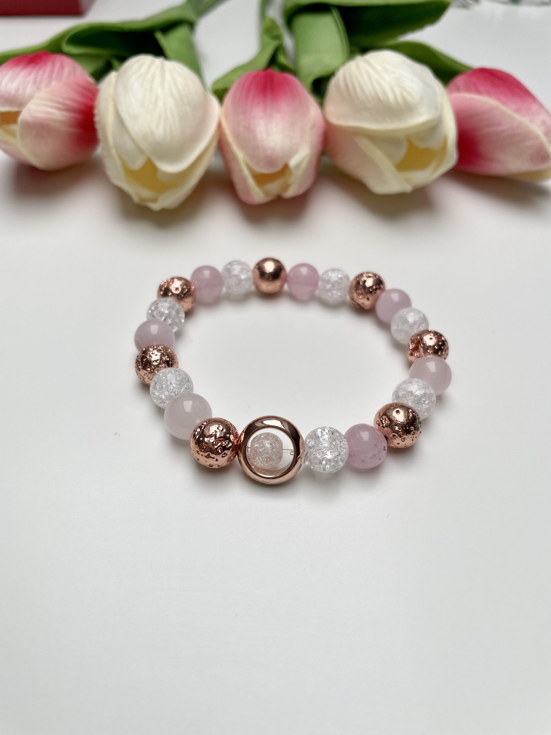 Rose karkötő rose gold hematit gyűrűvel