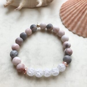 Matt pink jáspis-hegyikristály karkötő