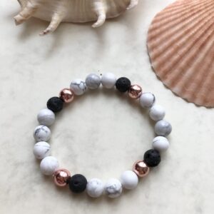 Black-white-rosegold luxe karkötő