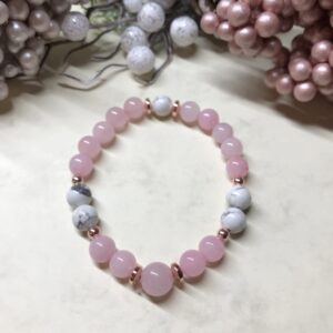 Rózsakvarc-howlit karkötő