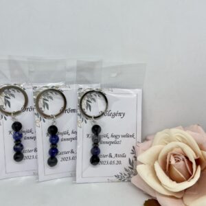 Kulcstartó köszönőajándék férfiaknak - matt ónix, lapis lazuli