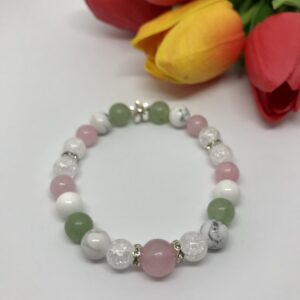 Pink-white-green luxe karkötő