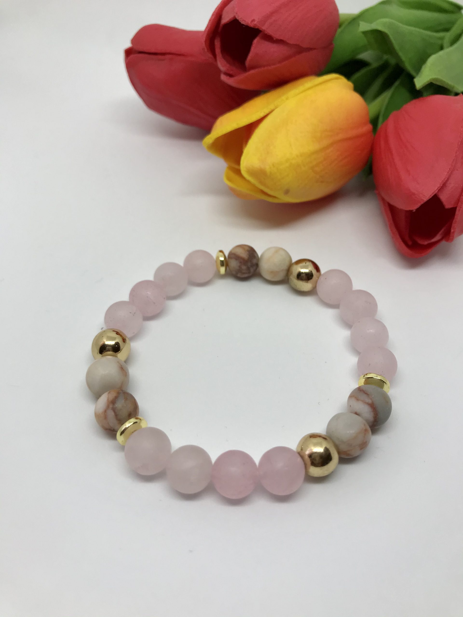 Pink-gold luxe karkötő