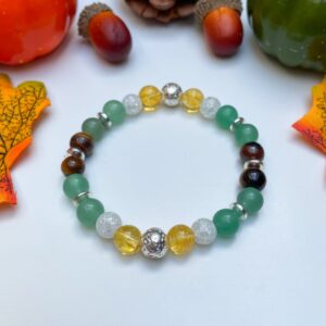 Lávakő, citrin, hegyikristály, aventurin, tigrisszem és hematit luxe karkötő